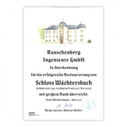 Urkunde Schloss Wächtersbach - rauschenberg ingenieure