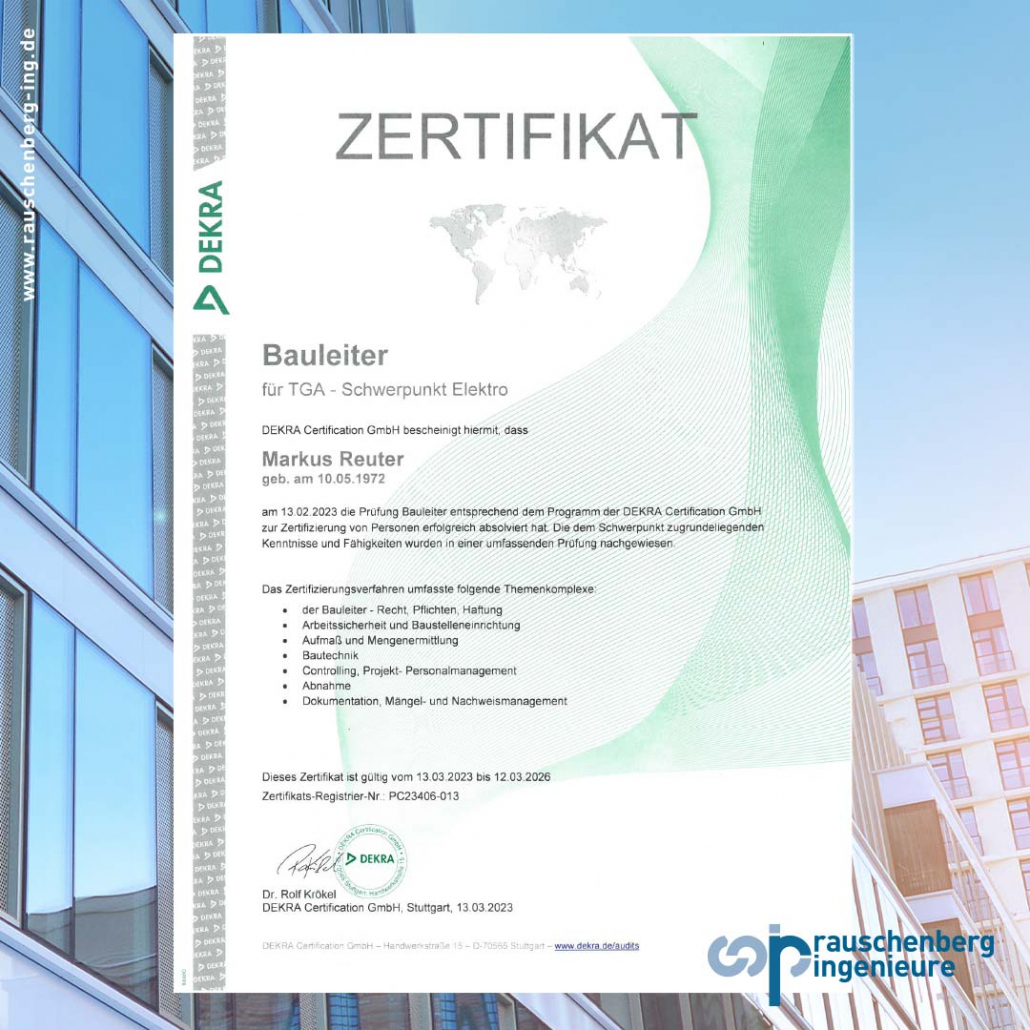 Meksus Ruter Unser Mitarbeiter Markus Reuter ist DEKRA-zertifizierter Bauleiter ...